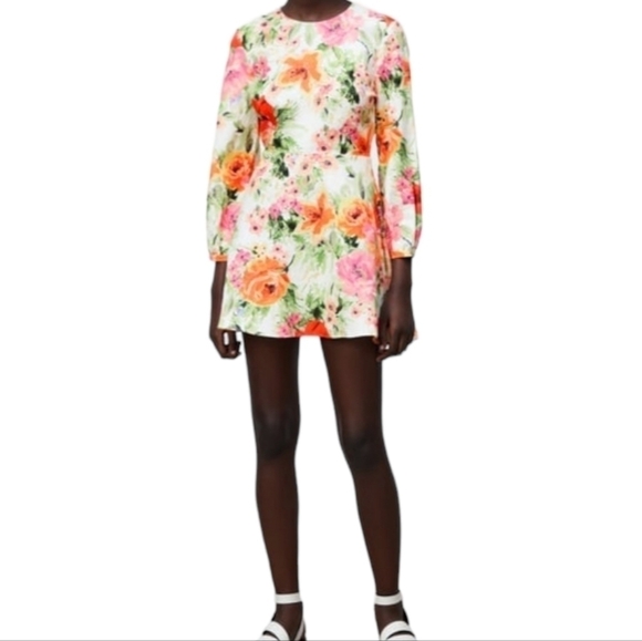 ZARA floral print mini dress linen NWT - Picture 4 of 7